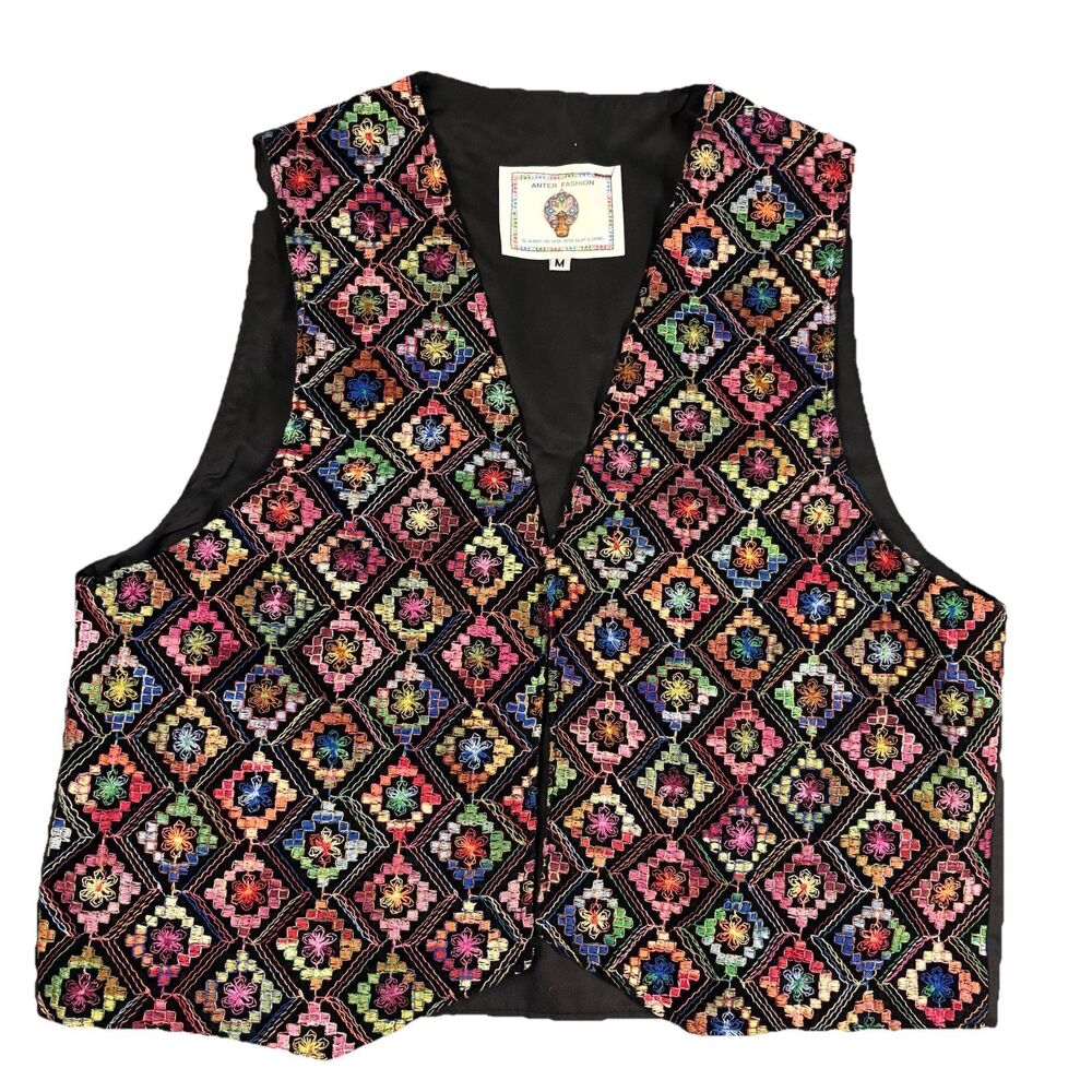 Anter Fashion Israel Embroidered Folk Vest Boho Hippie Festival Druze M / L